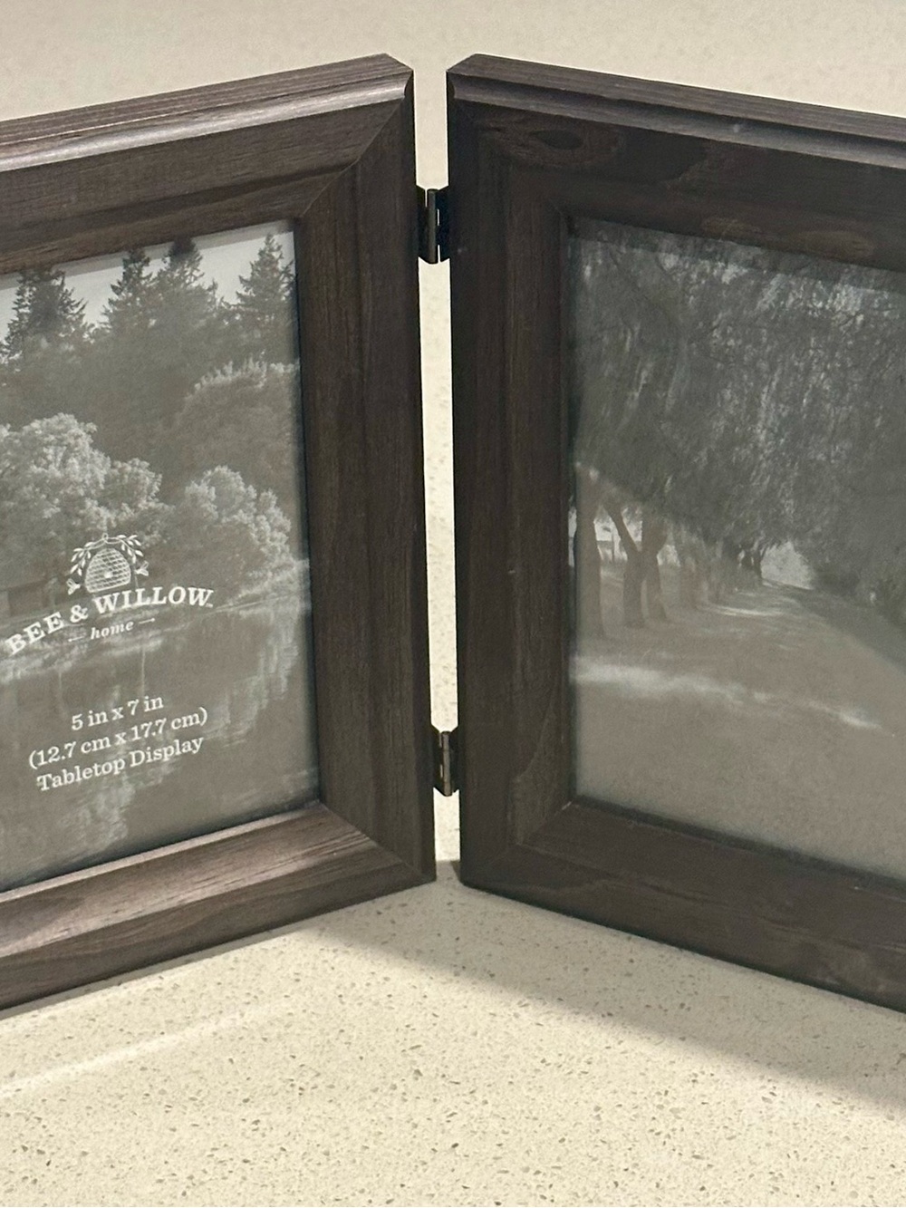 Double Hinged Tabletop Photo Frame in Dark Brown
